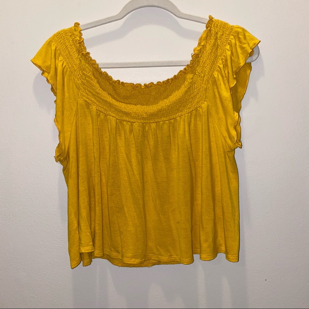Yellow flowy blouse